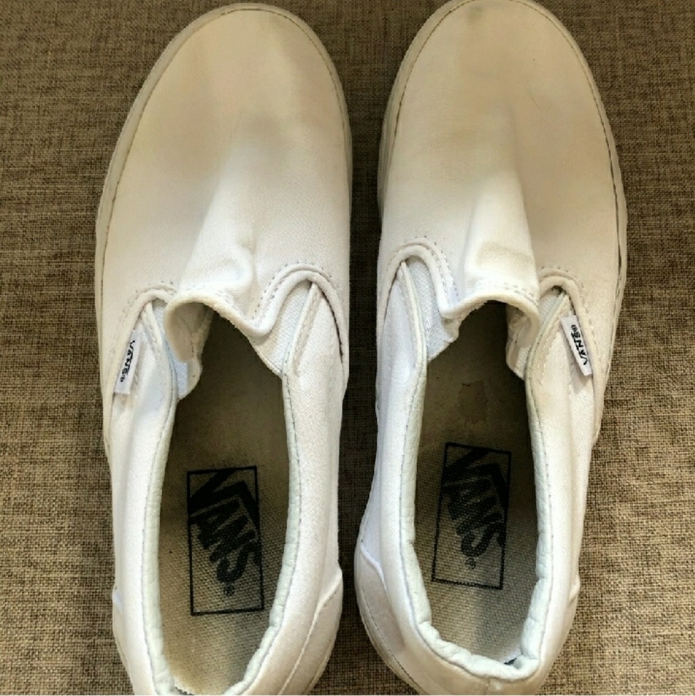 white slip on vans